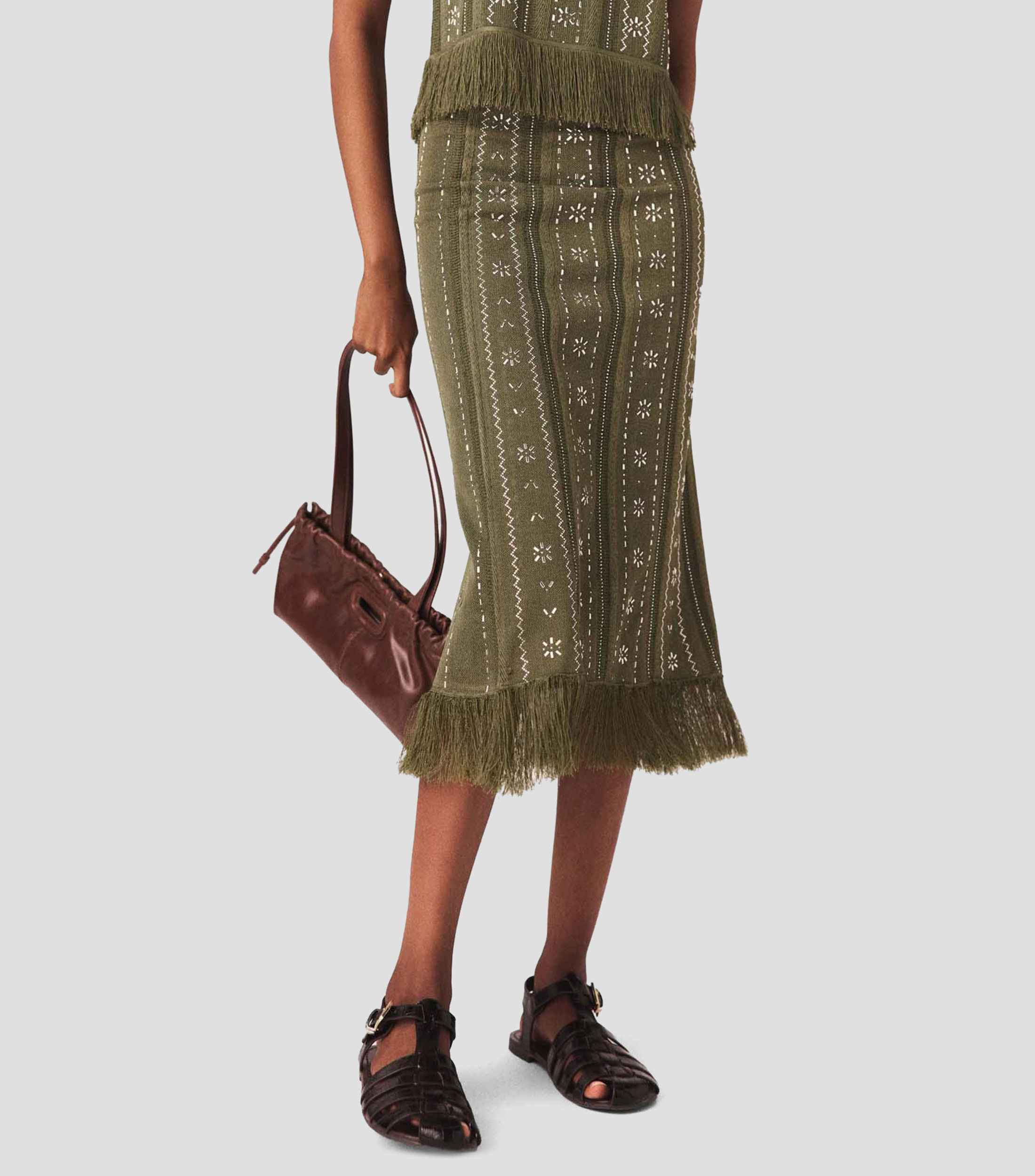 Falda midi de corte A estampada Mujer